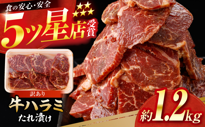 牛ハラミ　たれ漬け 約200g×6 総計約1.2kg / 訳あり 数量限定 小分け 柔らかい！！ 【(有)山重食肉】 [ATAP146]
