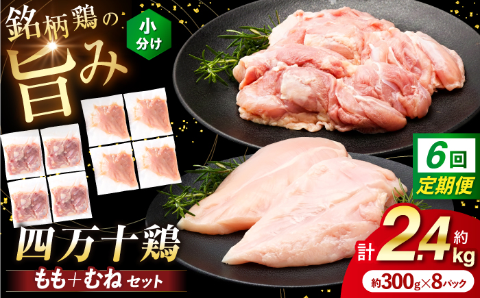 【6回定期便】四万十鶏 おいしいとこ鶏 セット (もも肉 むね肉 計約2.4kg)/ 四万十鶏 もも肉 むね肉 冷凍【三栄ブロイラー販売株式会社】 [ATDP007]