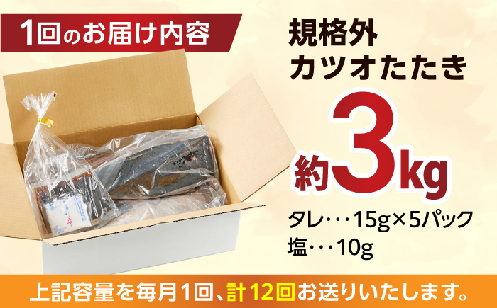 【12回定期便】大満足！カツオたたき 約3.0kg (タレ 塩つき) 総計約36kg 【興洋フリーズ株式会社】 [ATBX096]