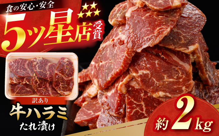 牛ハラミ　たれ漬け 約200g×10 総計約2kg / 訳あり 数量限定 小分け 柔らかい！！ 【(有)山重食肉】 [ATAP150]