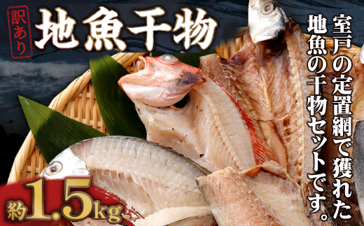 【訳あり】地魚干物セット 約1.5kg お楽しみ 干物 おかず おつまみ 魚 魚介類 惣菜 傷あり ご家庭用 冷凍
