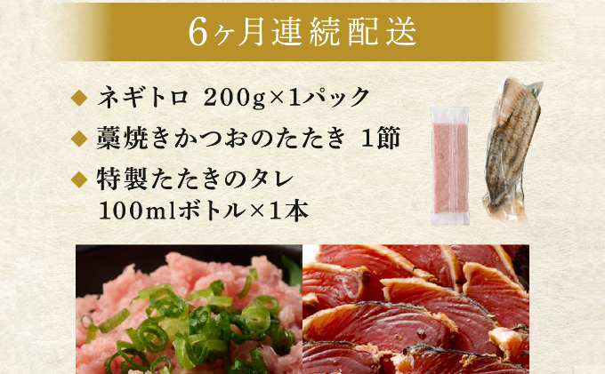 【定期便 / ６ヶ月連続】 土佐流藁焼きかつおのたたき１節と高豊丸ネギトロ２００ｇセット   魚介類 海産物 カツオ 鰹 わら焼き 高知 海鮮 冷凍 家庭用 訳あり 不揃い  連続 藁焼き かつおのたたき かつお タタキ まぐろ 鮪 マグロ ネギトロ ねぎとろ