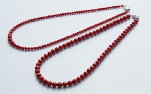 【高級】赤サンゴ 丸玉ネックレス アクセサリー ネックレス ジュエリー 珊瑚 赤珊瑚