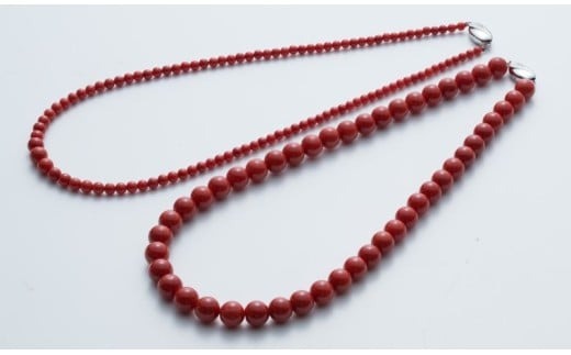 [最高級]天然宝石 赤サンゴ 丸玉ネックレス アクセサリー ネックレス ジュエリー 珊瑚 赤珊瑚