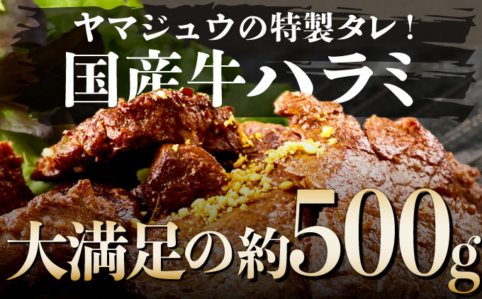 ヤマジュウの特製タレ漬け！和牛ハラミ肉５００ｇ