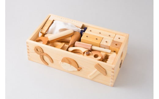木のおもちゃ ちびっこ 大工道具 セット 箱入り 木製 知育玩具 男の子 女の子 ギフト プレゼント 贈り物 出産祝い 誕生日祝い 日本製 手作り 名入れ可能 山のくじら舎 安芸市 高知県