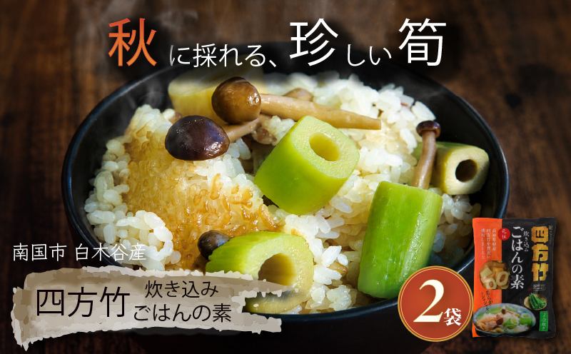 【期間限定】 国産 四方竹 炊き込みごはんの素 2合炊き × 2袋 (2026年11月～発送) | 筍 たけのこ 竹の子 タケノコ 先行予約 珍味 希少 ご飯 鰹だし 醤油 常温 簡単調理 高知 南国市