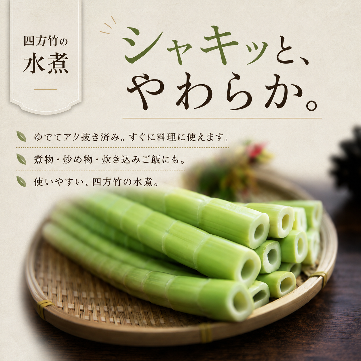 【8月までの受付限定】 国産 四方竹 水煮 120g× 2袋 (2026年11月～発送) | 筍 たけのこ 竹の子 タケノコ 先行予約 珍味 希少 煮物 炊き込みご飯 天ぷら 炒め物 常温 高知 南国市