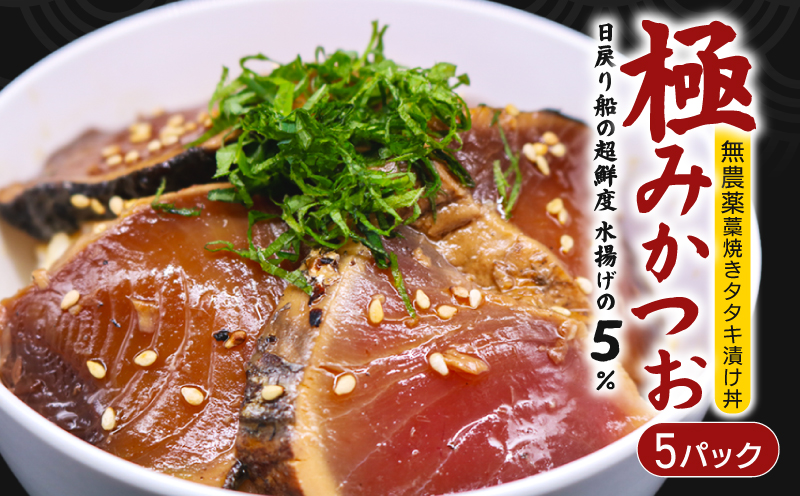 極みかつおタタキ漬け丼 5パック 極み かつおタタキ 藁焼き 漬け丼 漬け丼の素 冷凍 高知 鰹 タタキ 藁焼きタタキ 柚子 ゆず 日戻り船 鮮度自慢 産地直送 高知県 南国市