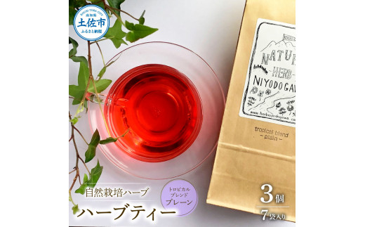 ハーブ仁淀川産 自然栽培ハーブ トロピカルブレンド プレーン ハーブティー ティーバッグタイプ 7袋入り×3個セット