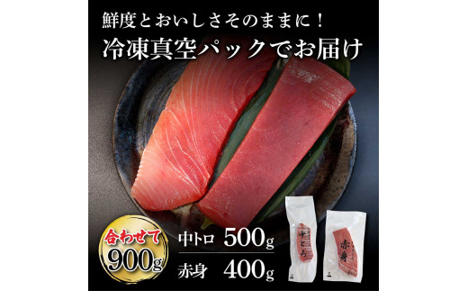 鮪 中トロ500g・赤身400g 合せて900g 赤身と中トロのセット 赤身 マグロ まぐろ 本まぐろ 刺身 刺し身 魚 海鮮 冷凍 美味しい おいしい 食べ比べ セット 故郷納税 ふるさとのうぜい