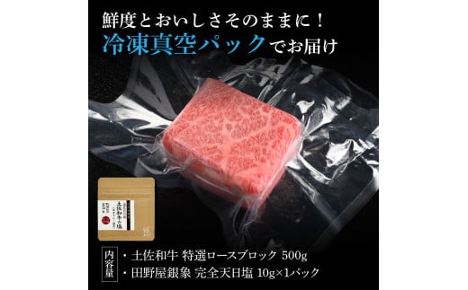 土佐和牛 特選ロースブロック500g 田野屋銀象完全天日塩1P付き 長期熟成肉 田野屋銀象 完全天日塩付き ロース 牛肉 ブロック 肉 お肉 和牛 国産 牛 熟成肉 ブロック肉 贅沢 真空パック