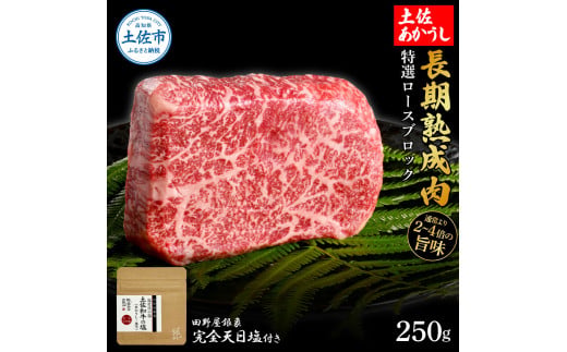 特選 ロースブロック 土佐あかうし 長期熟成肉 250g 田野屋銀象 完全天日塩付き
