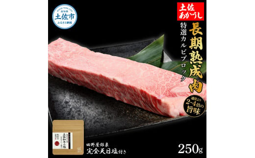 特選 カルビブロック 土佐あかうし 長期熟成肉 250g 田野屋銀象 完全天日塩付き カルビ 牛肉 ブロック 肉 お肉 和牛 国産 牛 熟成肉 ブロック肉 豪華 贅沢 真空パック 冷凍配送