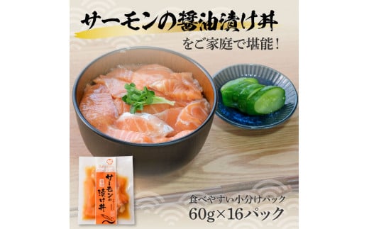 サーモンの醤油漬け丼 16袋セット 1パック60g 漬け丼 海鮮丼 サーモン丼 出汁茶漬け おかず おつまみ 惣菜 魚 魚介類 海鮮 個包装 小分け 真空パック 簡単 かけるだけ お取り寄せ