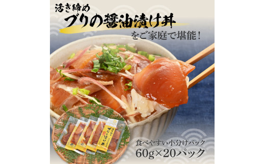活き締めブリの醤油漬け丼 20パックセット 鰤 ぶり 漬け丼 漬け 丼 素 海鮮 醤油漬け 小分けパック まとめ買い お茶漬け 一人暮らし お取り寄せグルメ 海鮮丼【企業組合　宇佐もん工房】 [BQAB063]