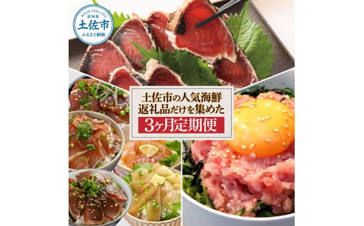 土佐市の人気海鮮返礼品だけを集めた3か月定期便 訳あり鰹のたたき1.6kg 訳あり海鮮漬け丼10パック(5種×2P)セット 訳ありネギトロ700g(70g×10袋)