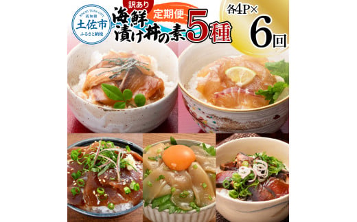 【6回定期便】訳あり土佐の海鮮漬け丼（5種×各4袋）セット