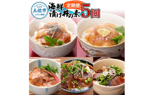 【5回定期便】土佐の海鮮丼セット（ブリ・タイ・カンパチ・マグロ・カツオ）各4Pずつ 漬け丼の素 鰤 ぶり 鯛 たい 鮪 まぐろ 鰹 かつお かんぱち 新鮮 魚