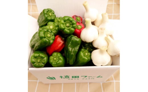 新にんにく＆ハッピーマンセット 約1キロ 約1kg ニンニク 新ニンニク ピーマン 野菜 やさい おかず 副菜 お弁当 新鮮 おいしい 採れたて 国産 お取り寄せ