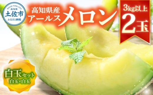 【先行予約】高級土佐アールスメロン2玉入り メロン めろん 白玉セット 白玉×白玉 3kg以上 舐瓜 果物 くだもの フルーツ デザート スイーツ おやつ 高級 常温 配送