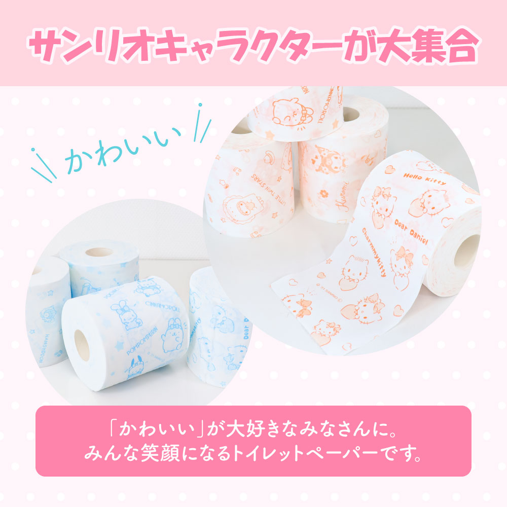 トイレットペーパー ダブル I LOVE サンリオ キャラクターズ 24ロール キャラ 30mダブル×24ロール かわいい 可愛い キャラクター【ハヤシ商事株式会社】 [BQAD009] 