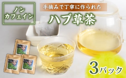 ハブ草茶 お試し 3パック セット 手積み 無農薬 オーガニック 天然 健康 ハブ茶 ノンカフェイン ティーバッグ 小分け ボタニカル 茶 お茶 日本茶 ティー 天日干し カフェインレス 高知県 須崎市 ねっことそら NC020