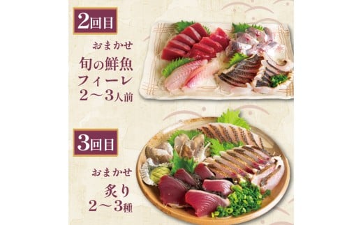 お刺身 定期便 3回 カツオ 鰹 フィーレ 炙り 刺身 刺し身 丼 寿司 海鮮 魚介 鮮魚 旬 ご飯に合う 米に合う コメに合う 冷蔵 高知県 須崎市 須崎魚商人組合 GK2000