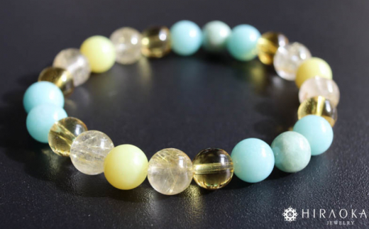 黄金快適ライフ☆パワーストーンブレスレット(金運04)･8mm玉 (21.6cm)