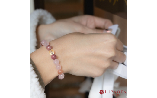  恋縁結びパワーストーンブレスレット女性用(縁結び02)･8mm玉 (21.6cm)