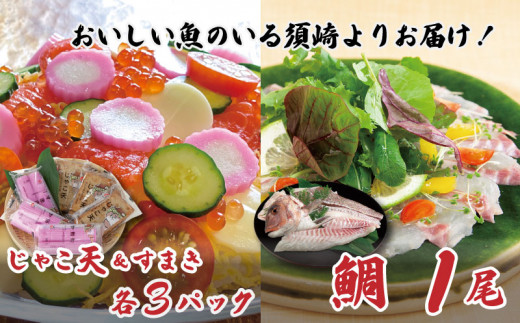 真鯛 1尾 じゃこ天 6枚 すまき 6枚 セット お正月 おせち お節 たい 魚介 高知県 須崎市 10000円