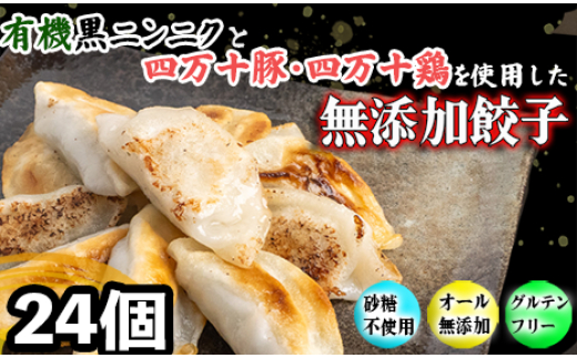 有機 黒ニンニク と 四万十 豚 で作った 最高級 餃子 24個入り(6個入りx 4パック) 無添加 完全無添加 オーガニック 米粉 化粧箱入り ぎょうざ 冷凍ぎょうざ 簡単調理 ギフト セット 高知県 須崎市