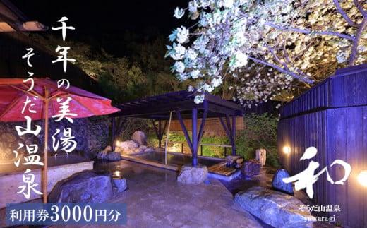 宿泊 券 3,000円分 温泉 ギフト チケット 千年の美湯 そうだ山温泉 旅館 宿泊券 温泉  温泉旅館 トラベルクーポン トラベル 人気 おすすめ 温泉券 高知県 須崎市