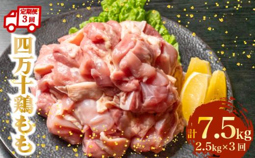 【定期便3回】銘柄鶏 四万十鶏 もも肉 計7.5kg（2.5kg×3ヶ月連続お届け) 5Gコース | 切身 カット 時短 小分け カット済み 鳥肉 とりにく 鶏もも 冷凍 国産 ブランド 唐揚げ 煮物 鍋 チキン 南蛮 高知県 須崎市 TM113000