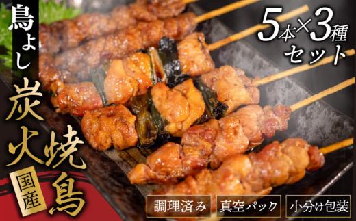 鳥よしの焼き鳥真空パック5本×3種セット 高知県 須崎市  TC001