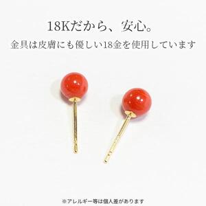 赤珊瑚のピアス4.5mm〜4.75mm(ケース付）耳飾り サンゴ コーラル プレゼント ギフト プレゼント アクセサリー かわいい 可愛い おしゃれ お洒落 お守り 3月誕生石 化石 宝石 縁起物【R00535】