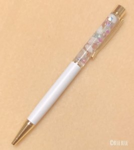 貝殻＆サンゴ入り 海のハーバリウム風ボールペン(黒インク/1.0mm)１本  一本 白 しろ ホワイト お洒落 おしゃれ かわいい 文房具 文具 手作り ハンドメイド  ボールペン 【R01218】