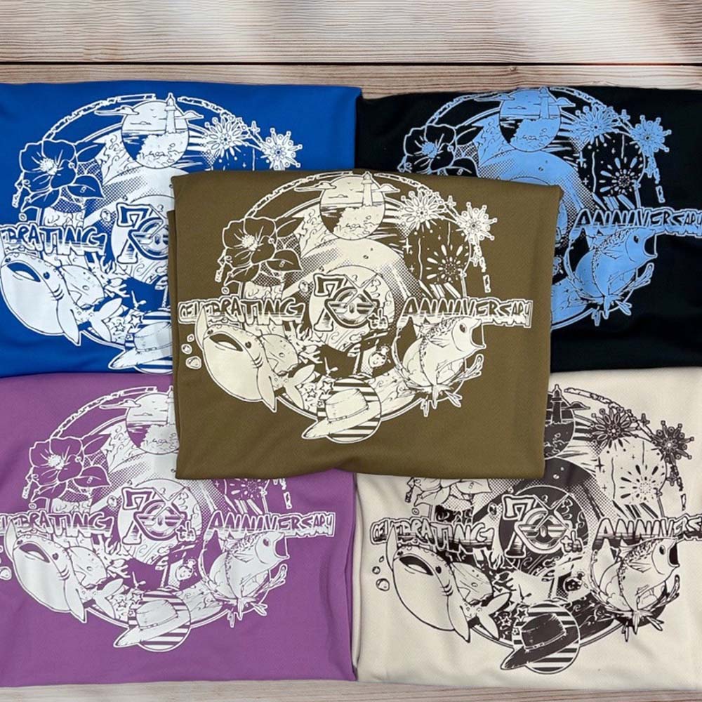 市制70周年記念デザインTシャツ（ライトベージュ・ドライ素材）男女兼用サイズ サバT 半袖 トップス スポーツ用品 2024年 デザイン サバT【R01697】
