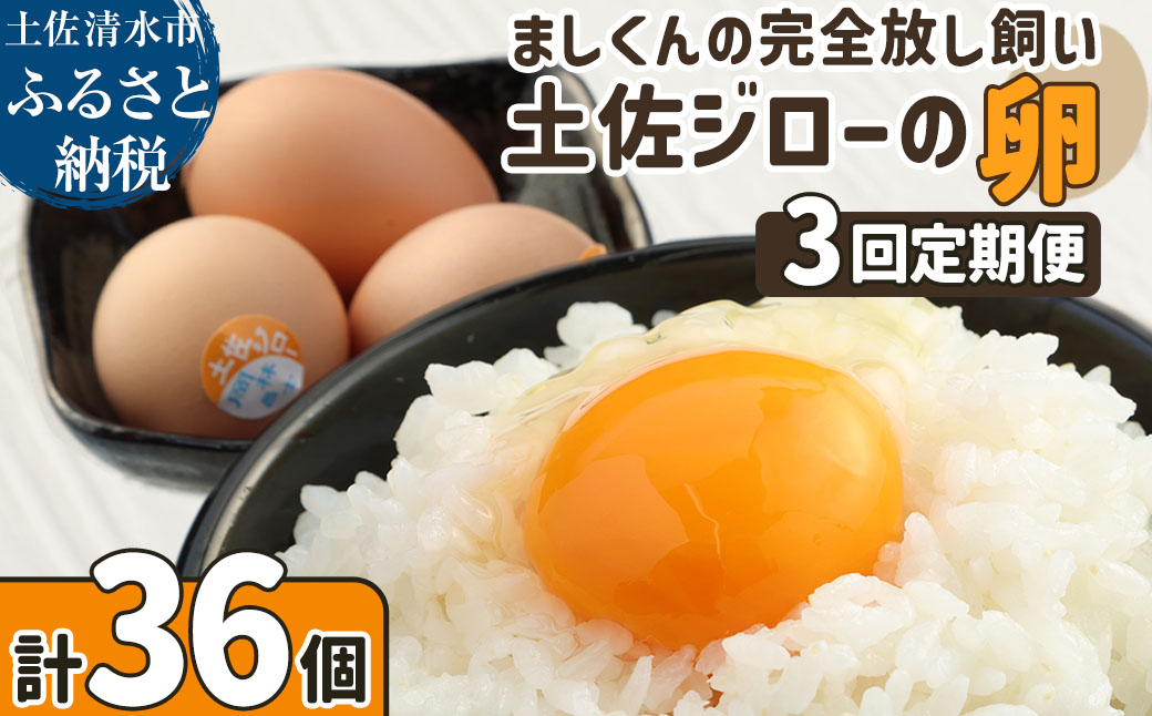 【ふるさと納税】土佐ジローの卵 定期便（12個入り×3回）もみ殻梱包 ブランド卵 タマゴ たまご 卵 毎月 定期コース 土佐ジロー 卵焼き 卵かけごはん 卵料理 送料無料 お取り寄せ【J00143】