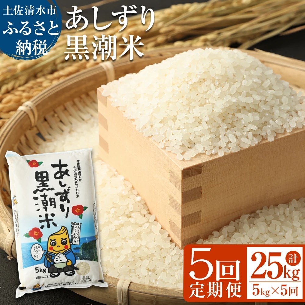 【５回定期便】あしずり黒潮米５kg×５回（コシヒカリ）こしひかり 精米 白米 ブランド米 お米 米 コメ ご飯 おにぎり 甘い もちもち 国産 宗田節で育てた【J00180】