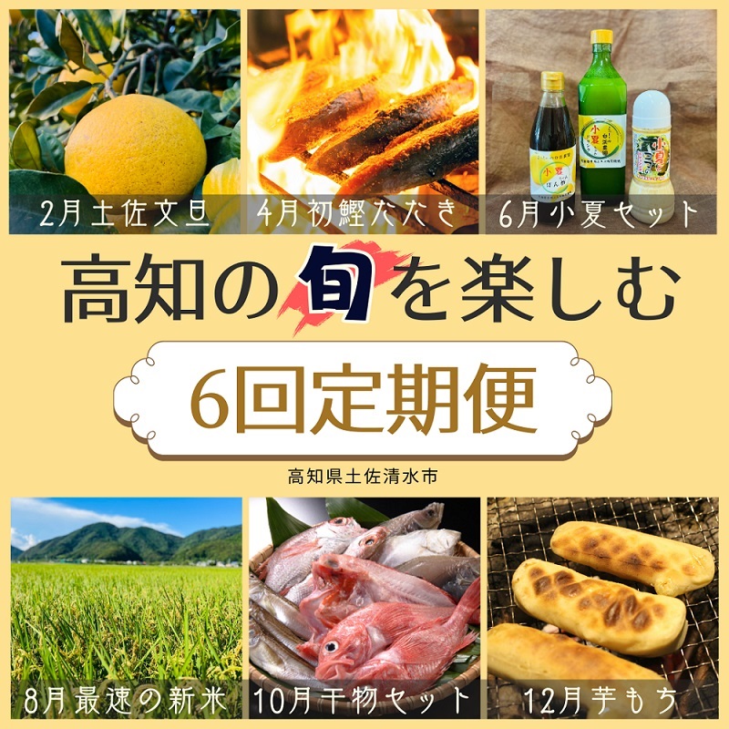 【ふるさと納税】【6回定期便】 数量限定 高知の旬を楽しむ 文旦 土佐文旦 柑橘類 フルーツ 初鰹 かつおたたき かつお 小夏 ドレッシング 米 新米 ミルキークイーン 干物 芋もち【J00073】