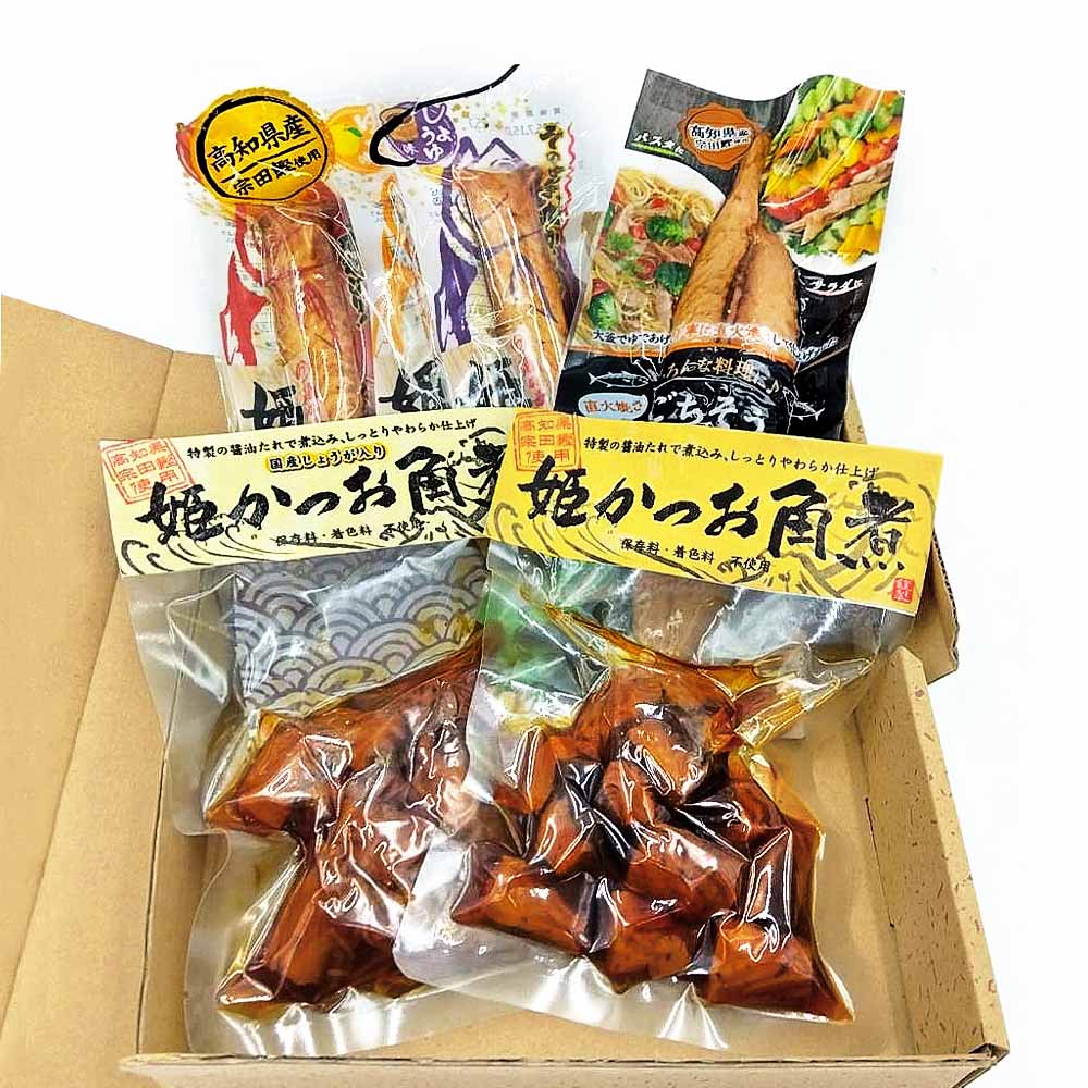 姫かつお おつまみ 6点セット 姫かつお角煮 生姜入り姫かつお角煮 姫かつおスティック ごちそうカツオ 角煮 惣菜 レトルト 宗田カツオ 魚のサラダチキン 鰹 姫かつお おかず 弁当【R01323】