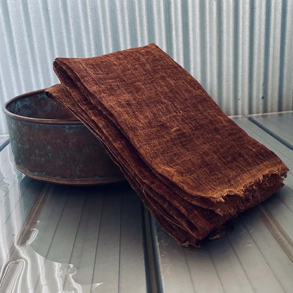 柿渋リネンガーゼの清布 せいふ 1枚入り 柿渋染め ブラウン 30cm×100cm ガーゼ タオル 掛け布 快適 国産 高知県 高知 土佐清水【R01588】