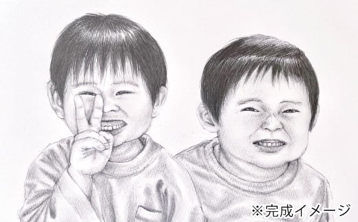 26-290-2．オーダーメイド手描き似顔絵・額縁付き（モノクロ・2名分）