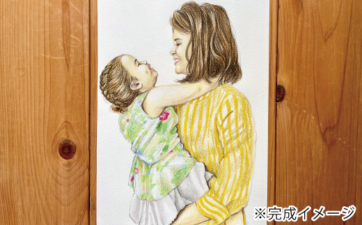 26-291-2．オーダーメイド手描き似顔絵・額縁付き（カラー・2名分）