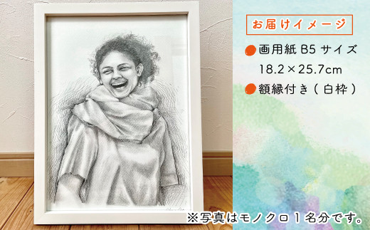 26-290-1．オーダーメイド手描き似顔絵・額縁付き（モノクロ・1名分）