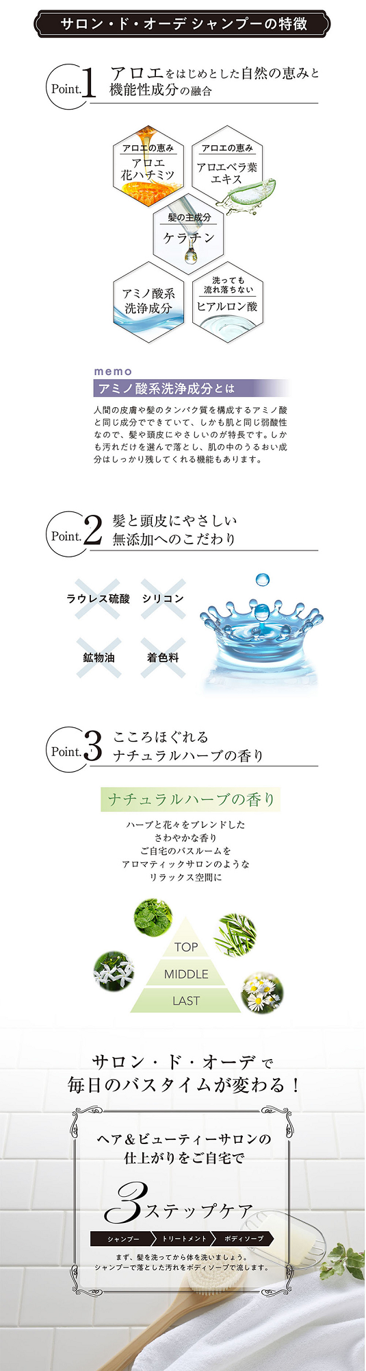 R5-870．【6回定期便】サロン・ド・オーデ シャンプー＆トリートメント＆ボディソープ つめかえ用（各440ml）3点セット