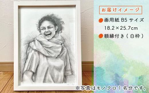 26-290-2．オーダーメイド手描き似顔絵・額縁付き（モノクロ・2名分）