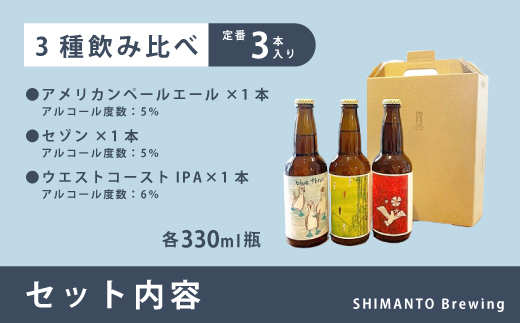 SHIMANTO Brewing ãªãªãžãã« ã¯ã©ããããŒã« 3çš® é£²ã¿æ¯ã¹ ã»ãã ç¶ 3æ¬ å 330ml åèš 990ml ãé
éžé æ çŽé å°ããŒã« ããŒã« ç¶ããŒã« ç¶ã®æ¥ æ¯ã®æ¥ èªçæ¥ ã®ãã ãäžå
ãæ³æ® èŽç é«ç¥ åäžå ããŸããš 26-0034