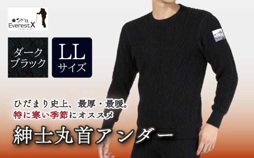防寒肌着 ひだまり エベレストＸ 紳士 丸首 アンダー ダークブラック LL 高知県 高知 四万十市 四万十 しまんと 日本製 高品質 服 インナー 保温 抗菌 防臭 メンズ 男性 トップス 暖かい 長袖 長そで 厚手 ギフト 秋 冬 25-0009-LL